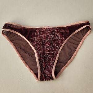 Victoria's Secret Rich Burgundy Lace Dream Girl Hipkini Panties